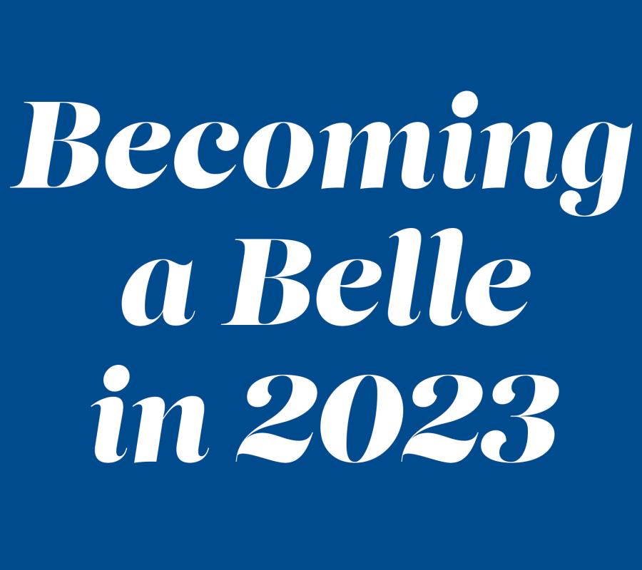 Becoming A Belle in 2022 Blue Square Graphic