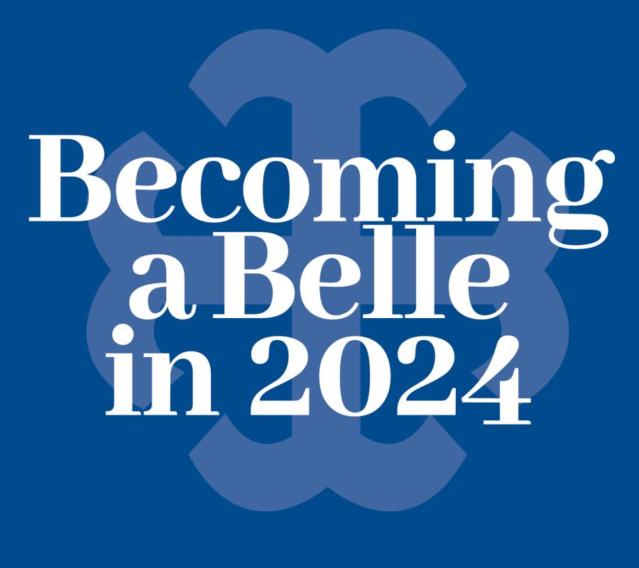 Becoming A Belle in 2024 Blue Square Graphic