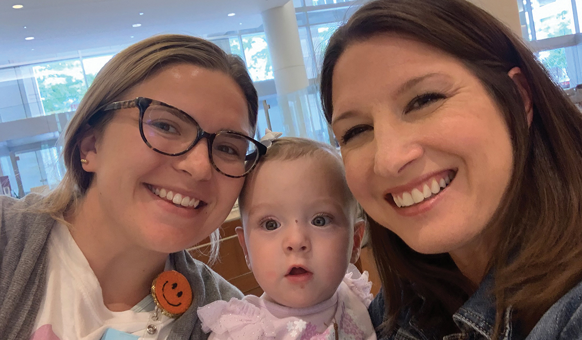 Lainey Huth ’18, RN, with Mary Jo Dunne and Katie Boyce Dunne ’05