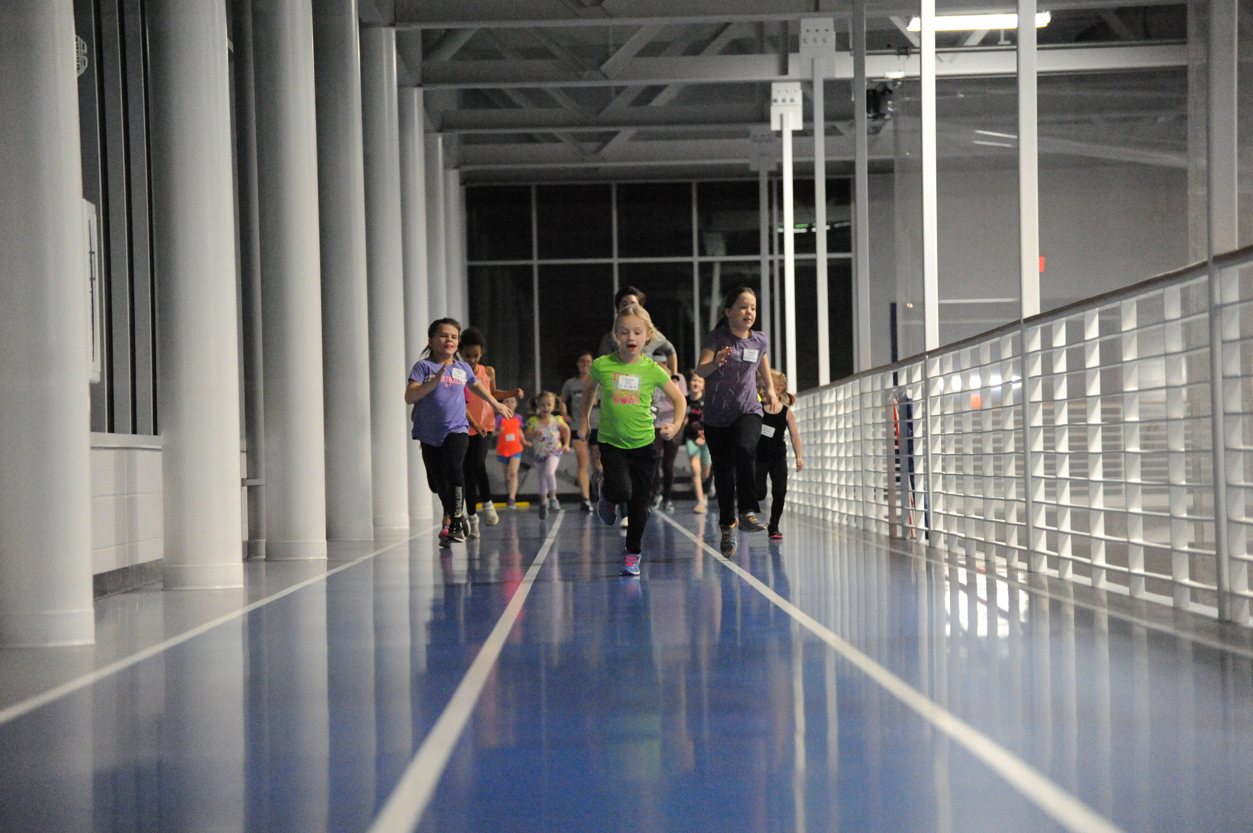 Girls running on the track