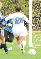 Ashley Morfin chips her shot in for the lone goal of the game on Saturday.