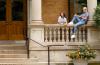 Students outside building