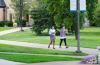 students walking on campus