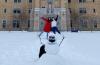 Students and Snowman at Saint Marys